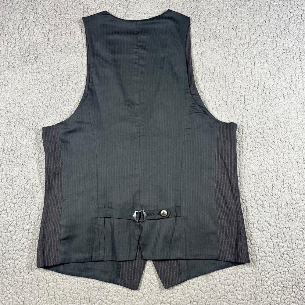 AllSaints Spitalfields Mens Gray Pinstripe Wool Blend Waistcoat Vest Size 40 - Picture 4 of 9